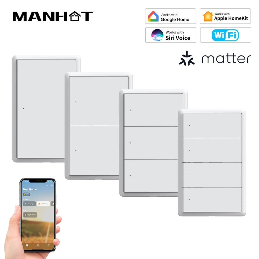Smart Light Switch Wifi - MANHOT Homekit WiFi Smart Switch Tanpa