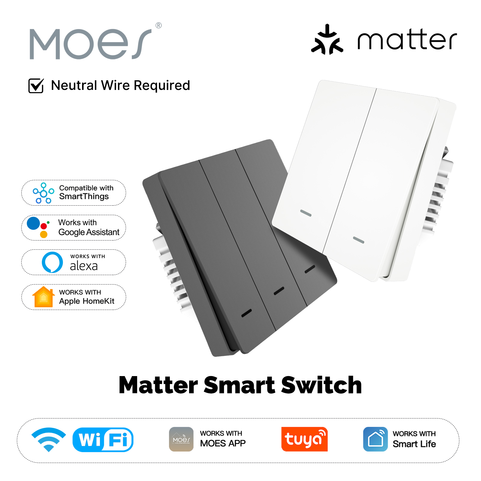 MOES Matter Tuya WiFi Sakelar  - Smart Light Switch Wifi ulasan dan harga